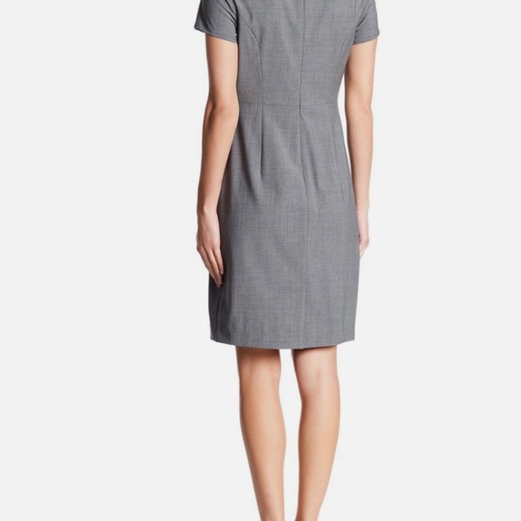 Theory Betty Continuous Wool Short Sleeve Dress Grey Melange - Picture 2 of 4